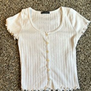 Brandy Melville White Button Up Crop Top